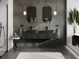 Mexen Rivel armoire de salle de bain sous lavabo 160 cm, 1 tiroir, rainurée, noir mat - 91A20-16023-1-BF71