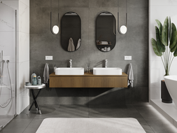 Mexen Rivel meuble de salle de bain sous-lavabo 160 cm, 1 tiroir, rainuré, noyer - 91A20-16023-1-BF86
