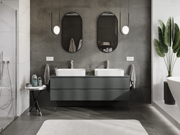 Mexen Rivel meuble de salle de bains sous lavabo 160 cm, 2 tiroirs, rainuré, graphite mat - 91A20-16047-2-BFF66