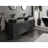 Mexen Rivel meuble de salle de bain sous-vasque 160 cm, 2 tiroirs, rainuré, noir mat - 91A20-16047-2-BFF71