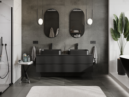 Mexen Rivel meuble de salle de bain sous-vasque 160 cm, 2 tiroirs, rainuré, noir mat - 91A20-16047-2-BFF71