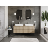 Mexen Rivel armoire de salle de bain sous lavabo 160 cm, 2 tiroirs, rainurée, chêne - 91A20-16047-2-BFF81