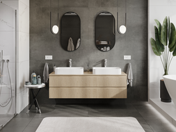 Mexen Rivel armoire de salle de bain sous lavabo 160 cm, 2 tiroirs, rainurée, chêne - 91A20-16047-2-BFF81