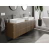 Mexen Rivel meuble de salle de bain sous-vasque 160 cm, 2 tiroirs, rainuré, noyer - 91A20-16047-2-BFF86