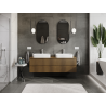 Mexen Rivel meuble de salle de bain sous-vasque 160 cm, 2 tiroirs, rainuré, noyer - 91A20-16047-2-BFF86