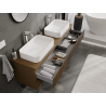 Mexen Rivel meuble de salle de bain sous-vasque 160 cm, 2 tiroirs, rainuré, noyer - 91A20-16047-2-BFF86