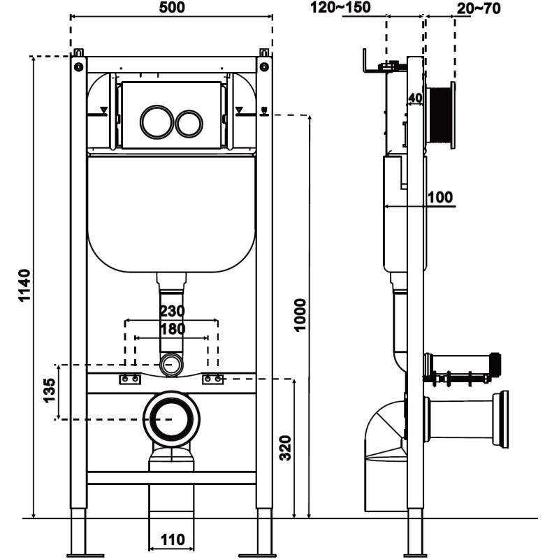 Mexen Tex E châssis encastré pour WC - 61109