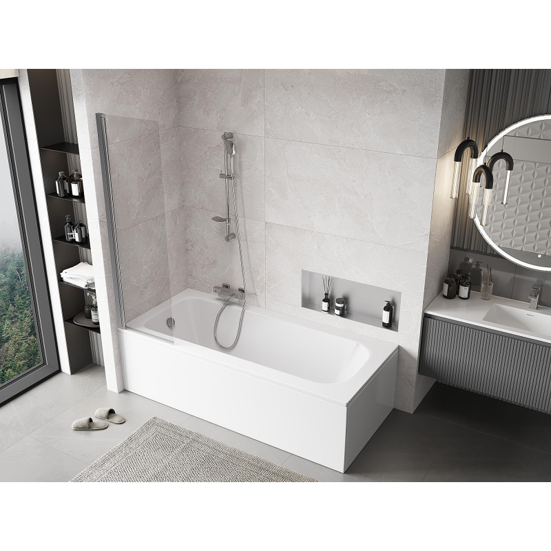 Mexen Mist paroi de baignoire à 1 volet 50 x 150 cm, transparent, chrome - 8A9-050-001-01-00