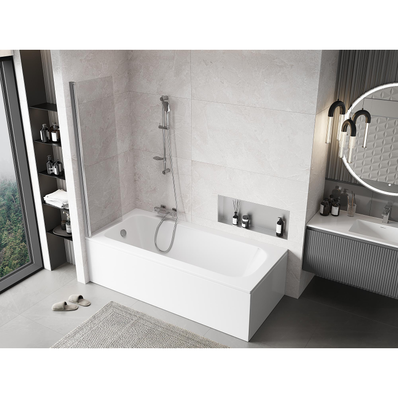 Mexen Mist paroi de baignoire à 1 volet 50 x 150 cm, transparent, chrome - 8A9-050-001-01-00