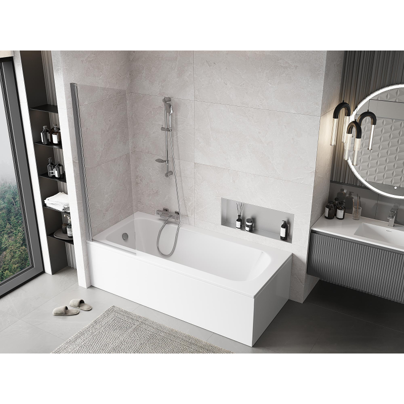 Mexen Mist paroi de baignoire à 1 panneau 60 x 150 cm, transparent, chrome - 8A9-060-001-01-00