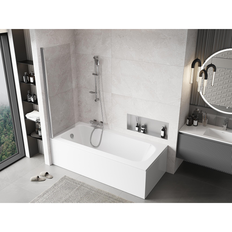 Mexen Mist paroi de baignoire à 1 panneau 60 x 150 cm, transparent, chrome - 8A9-060-001-01-00