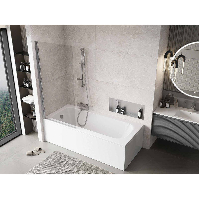 Mexen Mist paroi de douche à 1 volet 80 x 150 cm, transparent, chrome - 8A9-080-001-01-00