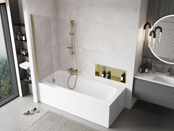 Mexen Mist paroi de baignoire 1-volet 50 x 150 cm, transparent, doré - 8A9-050-001-50-00