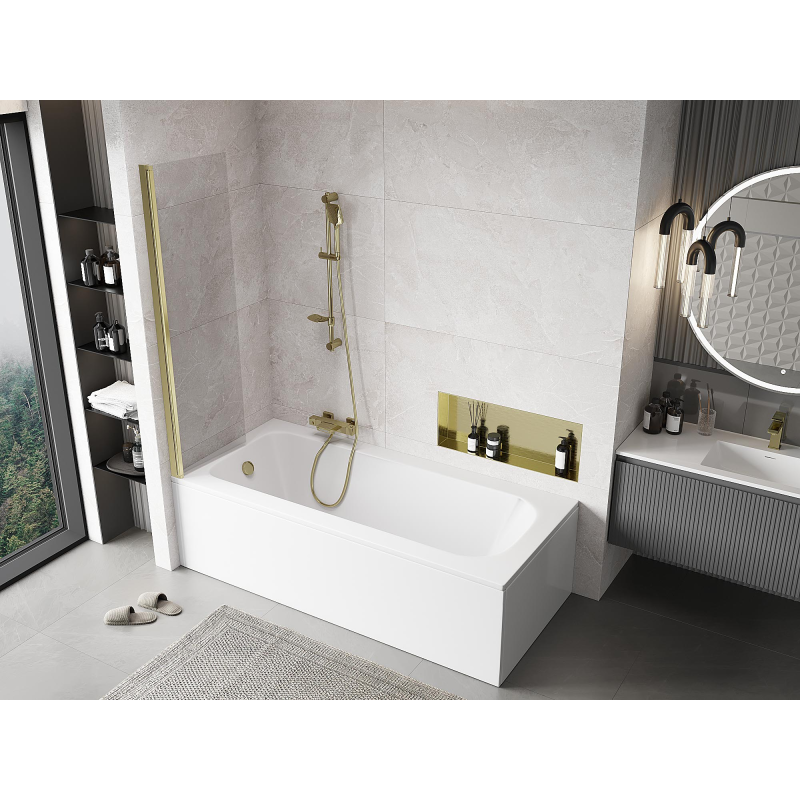 Mexen Mist paroi de baignoire 1-volet 50 x 150 cm, transparent, doré - 8A9-050-001-50-00
