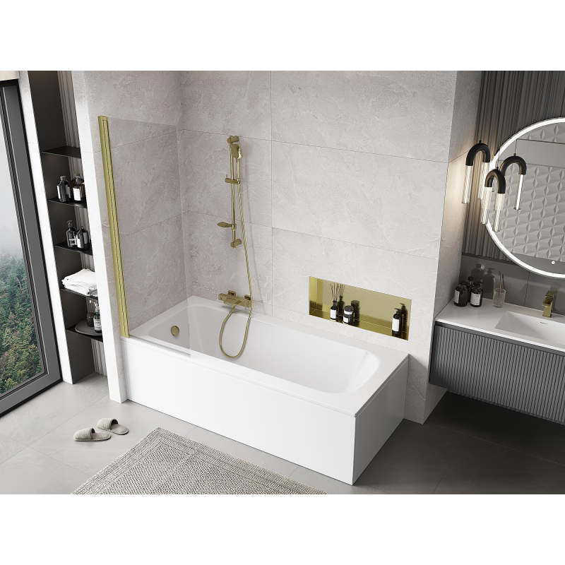 Mexen Mist paroi de douche à 1 volet 60 x 150 cm, transparent, doré brossé - 8A9-060-001-55-00