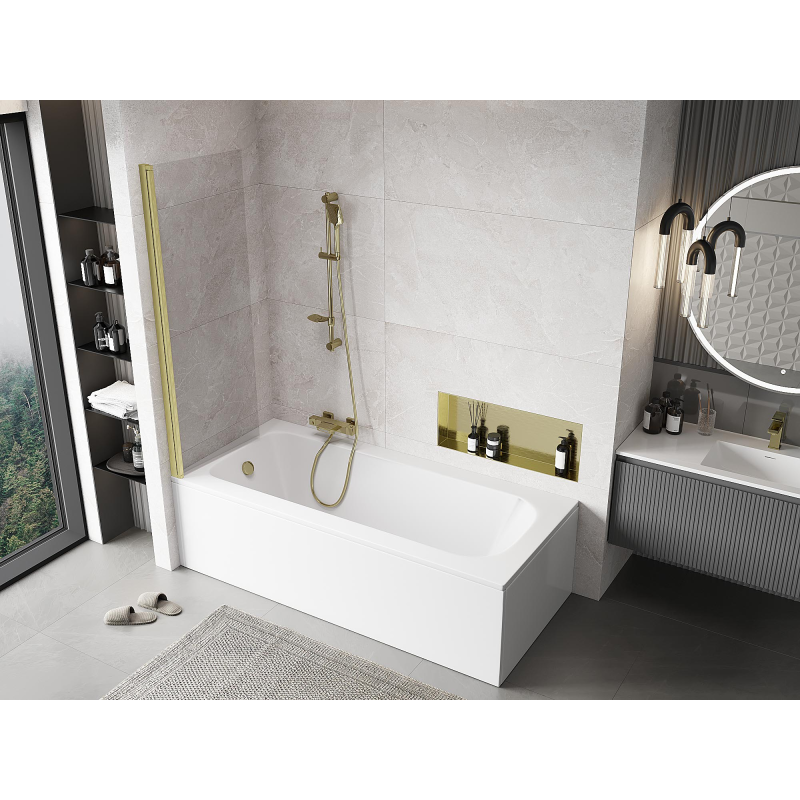 Mexen Mist paroi de douche à 1 volet 60 x 150 cm, transparent, doré brossé - 8A9-060-001-55-00