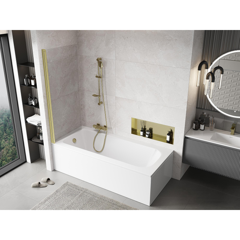 Mexen Mist paroi de douche à 1 battant 70 x 150 cm, transparent, doré brossé - 8A9-070-001-55-00