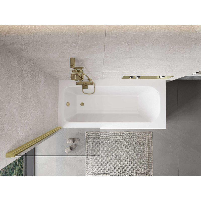 Mexen Mist paroi de douche à 1 battant 70 x 150 cm, transparent, doré brossé - 8A9-070-001-55-00