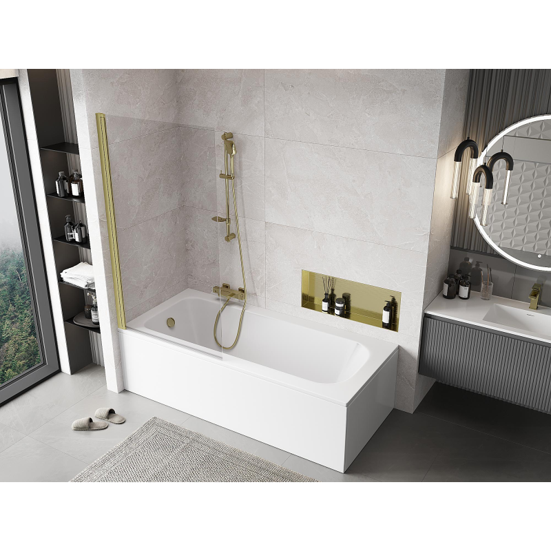 Mexen Mist pare-douche à 1 volet 90 x 150 cm, transparent, or brossé - 8A9-090-001-55-00