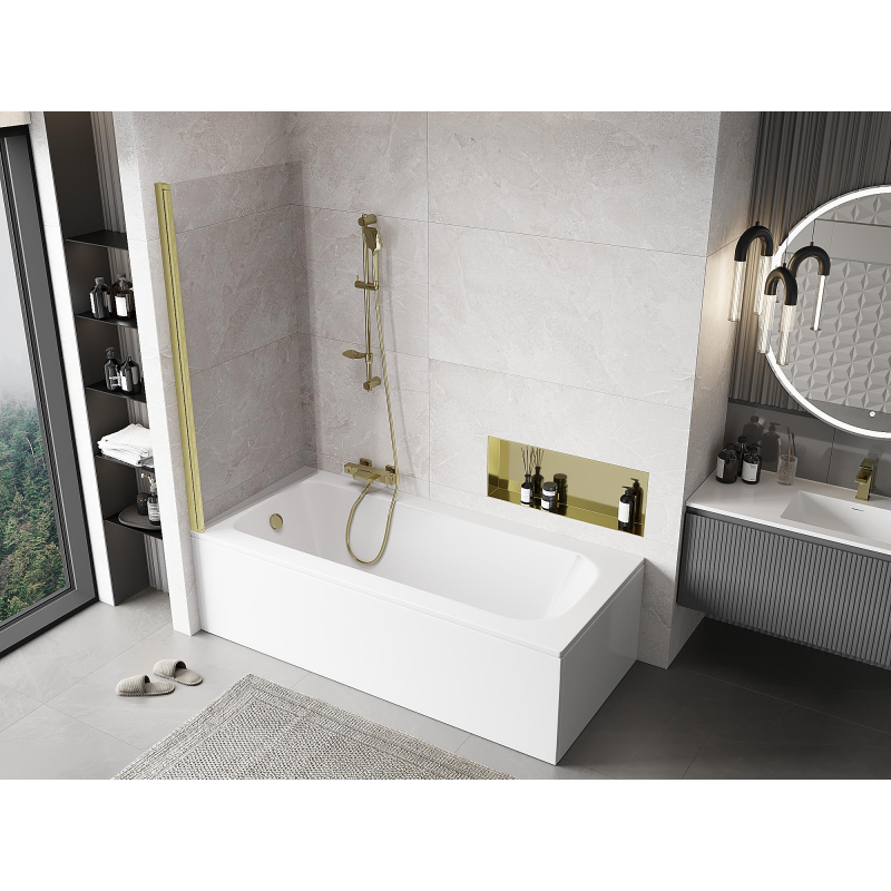 Mexen Mist pare-douche à 1 volet 90 x 150 cm, transparent, or brossé - 8A9-090-001-55-00