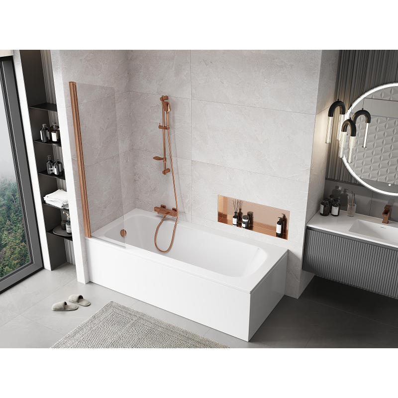 Mexen Mist paroi de douche 1 volet 50 x 150 cm, transparent, cuivre brossé - 8A9-050-001-65-00