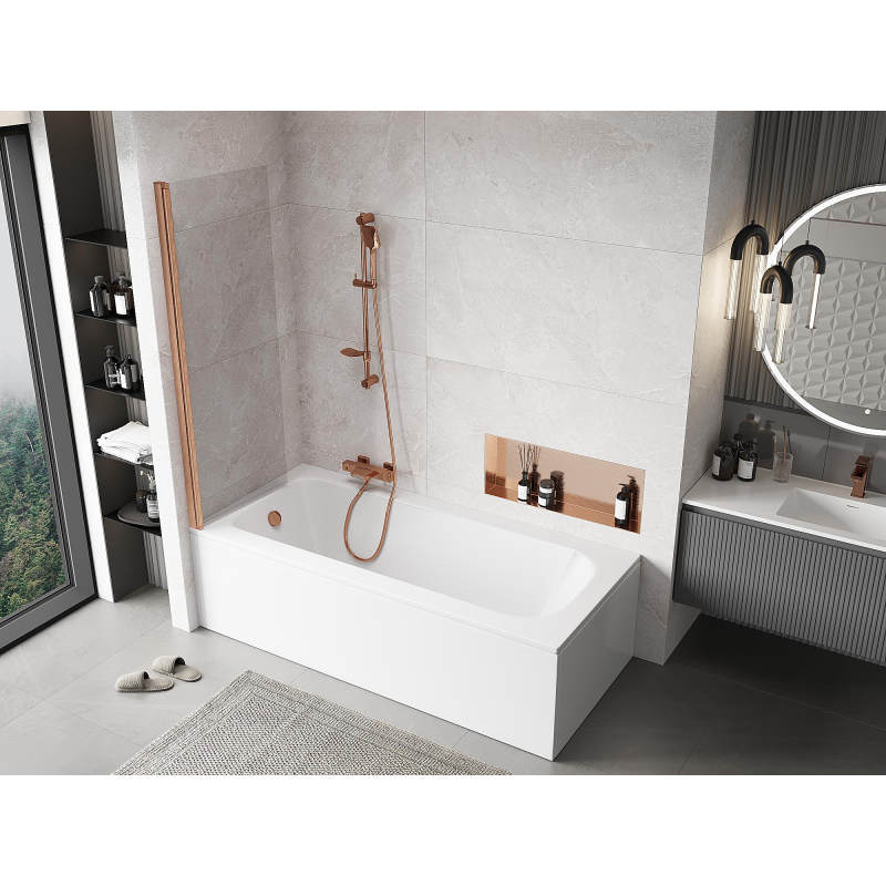 Mexen Mist paroi de douche 1 battant 60 x 150 cm, transparent, cuivre brossé - 8A9-060-001-65-00