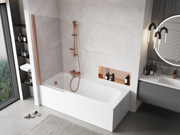 Mexen Mist paravent de baignoire 1 volet 70 x 150 cm, transparent, cuivre brossé - 8A9-070-001-65-00