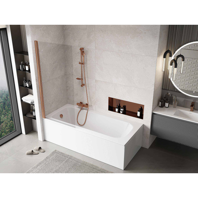 Mexen Mist paroi de douche 1-volet 80 x 150 cm, transparent, cuivre brossé - 8A9-080-001-65-00