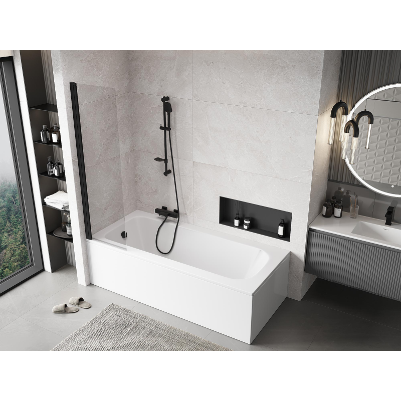 Mexen Mist paroi de douche 1-volet 50 x 150 cm, transparent, noir - 8A9-050-001-70-00