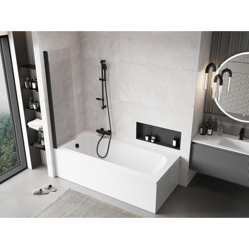 Mexen Mist paroi de douche 1-volet 50 x 150 cm, transparent, noir - 8A9-050-001-70-00