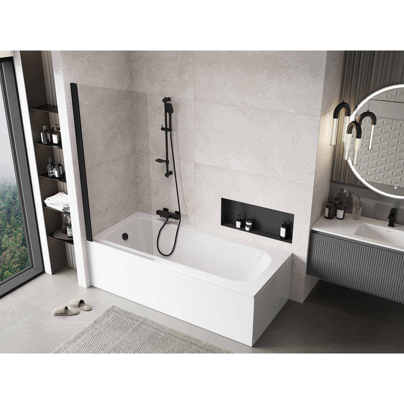 Mexen Mist paroi de douche 1-volet 80 x 150 cm, transparent, noir - 8A9-080-001-70-00