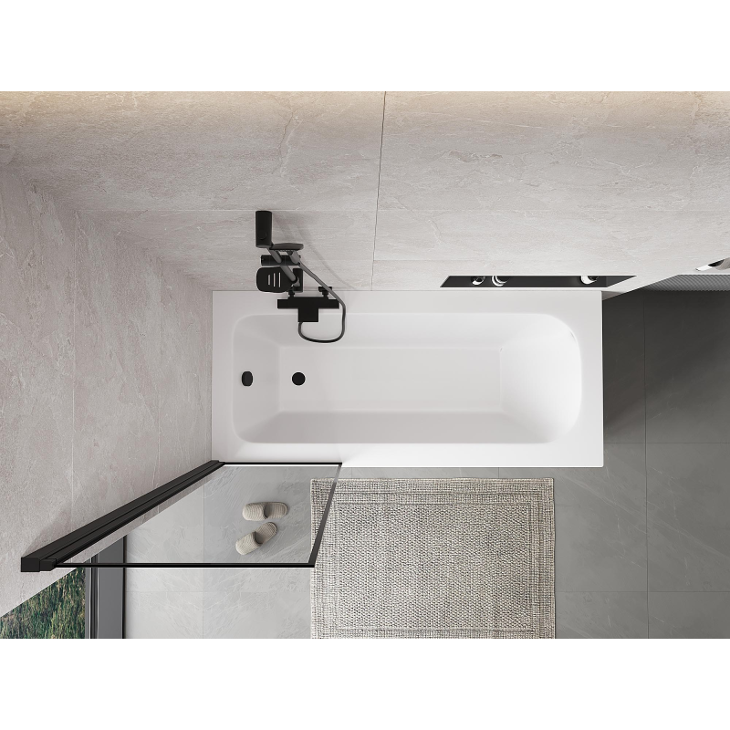 Mexen Mist paroi de baignoire à 1 volet gauche 60 x 150 cm, cadre noir, noir - 8A9-060-001-70-70-L