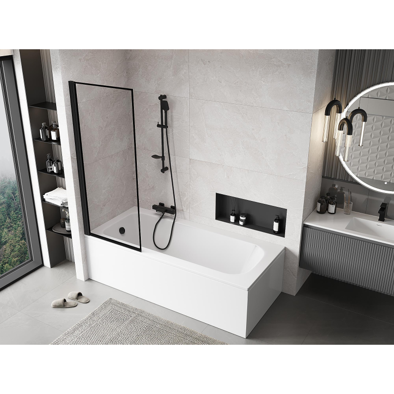 Mexen Mist pare-douche à un volet gauche 70 x 150 cm, cadre noir, noir - 8A9-070-001-70-70-L