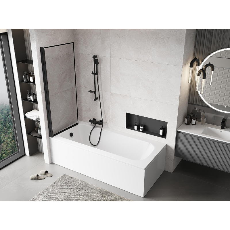 Mexen Mist pare-douche à un volet gauche 70 x 150 cm, cadre noir, noir - 8A9-070-001-70-70-L