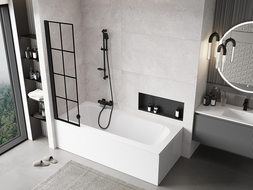 Mexen Mist paroi de baignoire 1-volet gauche 50 x 150 cm, grille noire, noir - 8A9-050-001-70-77-L