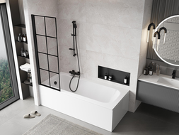 Mexen Mist paroi de douche à 1 panneau gauche 60 x 150 cm, grille noire, noir - 8A9-060-001-70-77-L