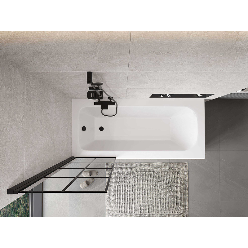 Mexen Mist paroi de douche à 1 panneau gauche 60 x 150 cm, grille noire, noir - 8A9-060-001-70-77-L