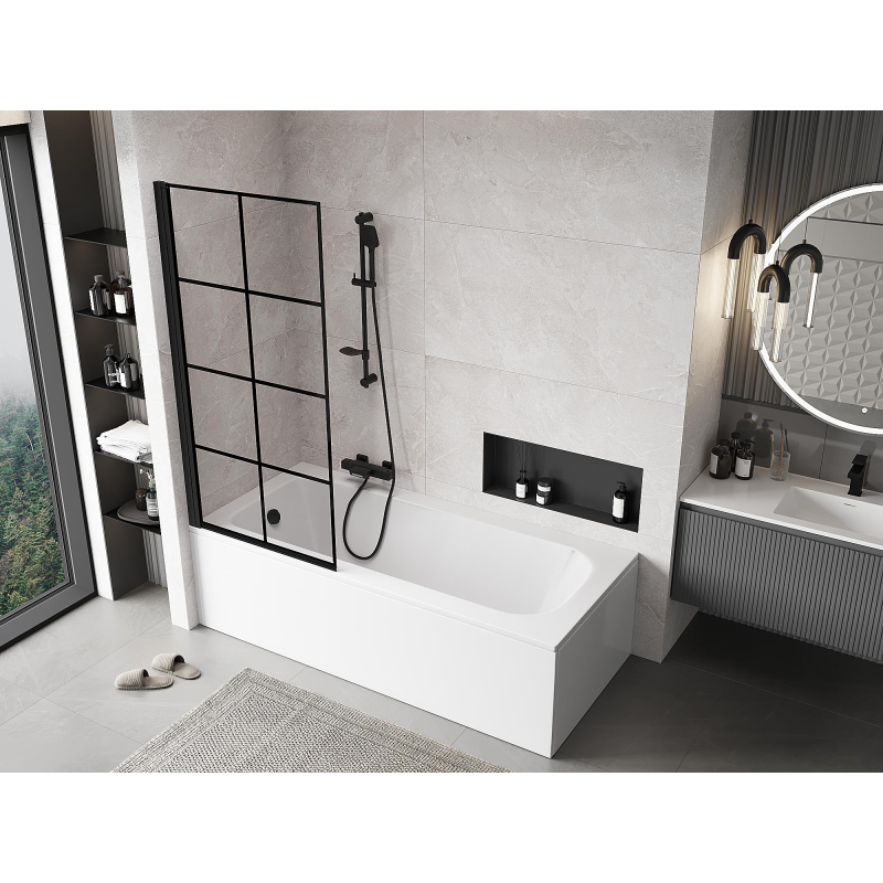 Mexen Mist paroi de douche 1 volet gauche 80 x 150 cm, grille noire, noir - 8A9-080-001-70-77-L