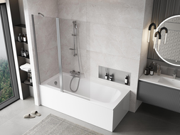 Mexen Mist paroi de baignoire 2 volets 130 x 150 cm, transparent, chrome - 8A9-130-011-01-00