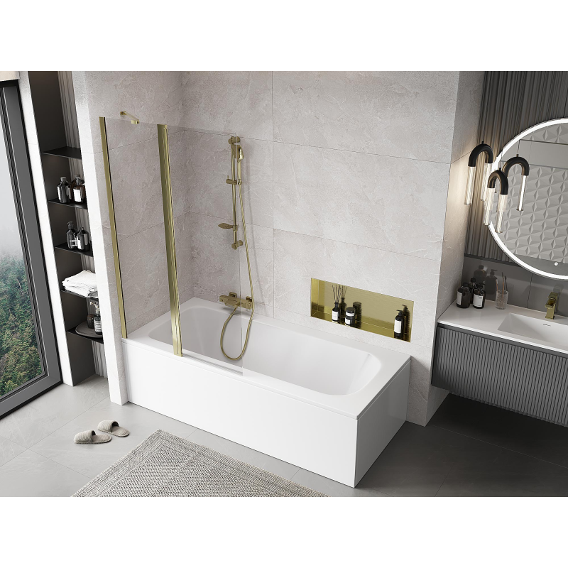 Mexen Mist paroi de douche à 2 volets 100 x 150 cm, transparent, doré - 8A9-100-011-50-00