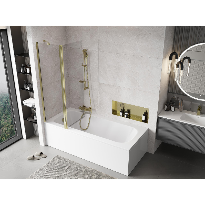 Mexen Mist paroi de baignoire 2 volets 110 x 150 cm, transparent, doré - 8A9-110-011-50-00