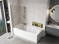 Mexen Mist paroi de baignoire 2 volets 110 x 150 cm, transparent, doré - 8A9-110-011-50-00