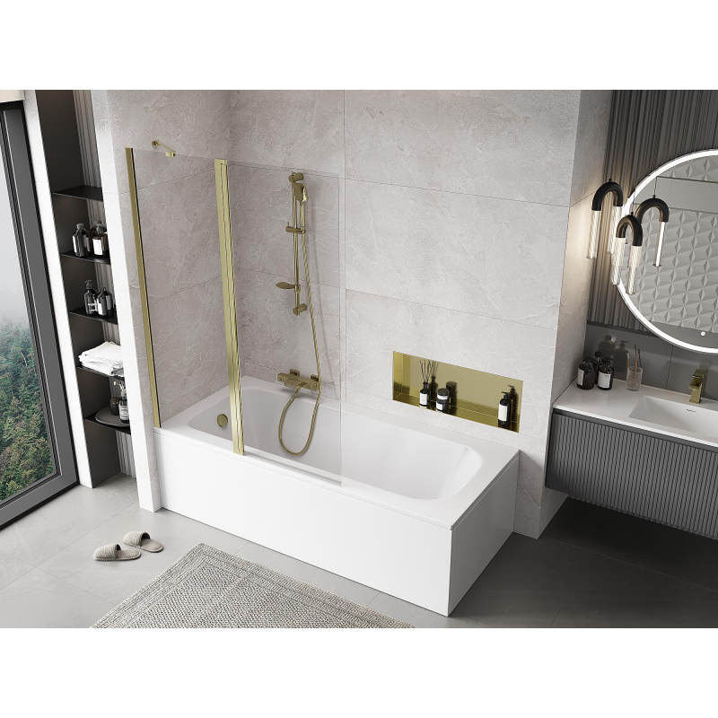 Mexen Mist pare-douche à 2 battants 120 x 150 cm, transparent, doré - 8A9-120-011-50-00