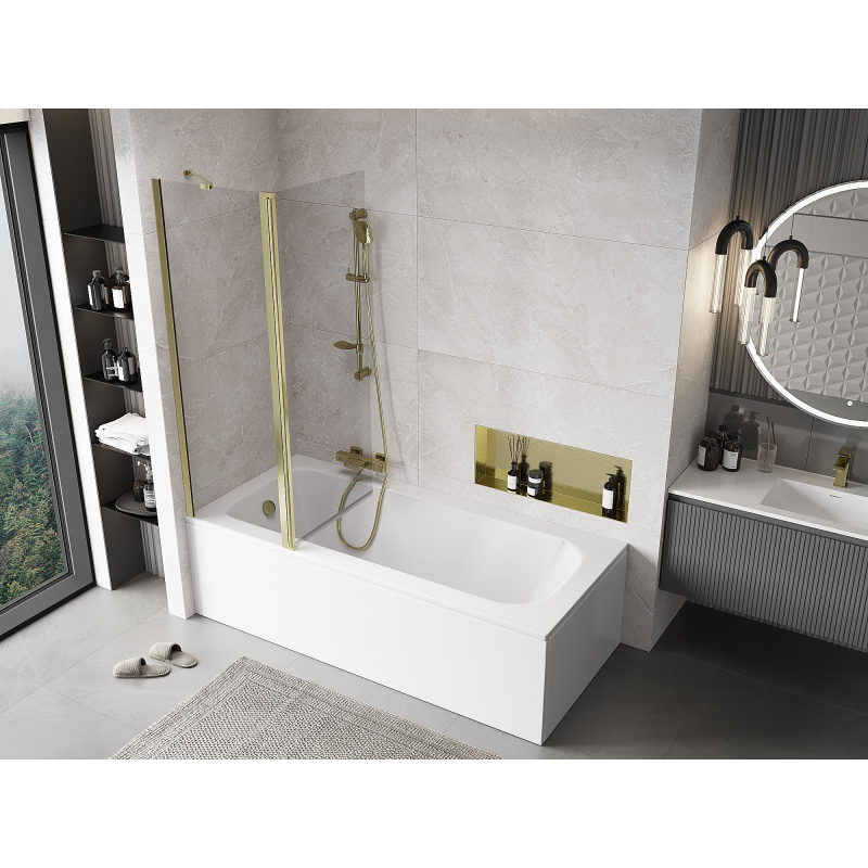 Mexen Mist pare-douche à 2 battants 120 x 150 cm, transparent, doré - 8A9-120-011-50-00