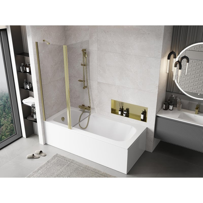 Mexen Mist paroi de douche 2 volets 130 x 150 cm, transparent, doré - 8A9-130-011-50-00