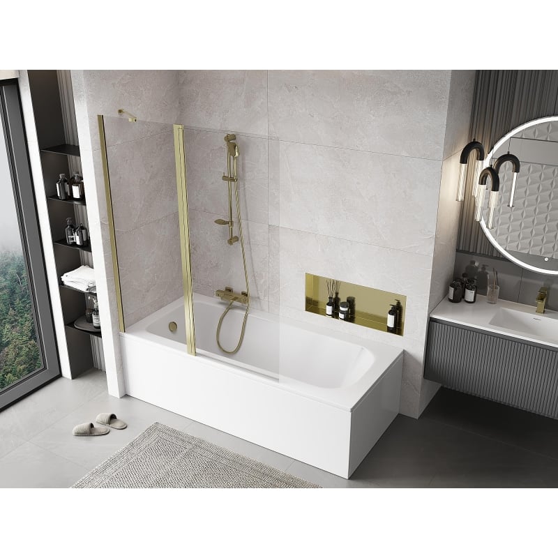 Mexen Mist paroi de douche 2 volets 130 x 150 cm, transparent, doré - 8A9-130-011-50-00
