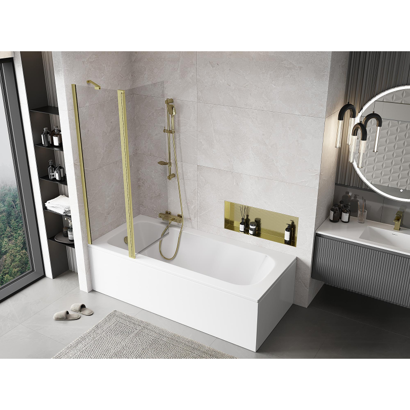 Mexen Mist paroi de douche 2 volets 110 x 150 cm, transparent, or brossé - 8A9-110-011-55-00