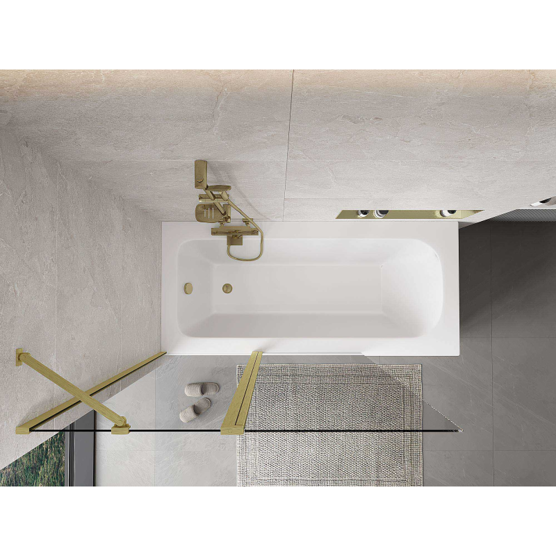 Mexen Mist paravent de douche 2 ailes 120 x 150 cm, transparent, or brossé - 8A9-120-011-55-00