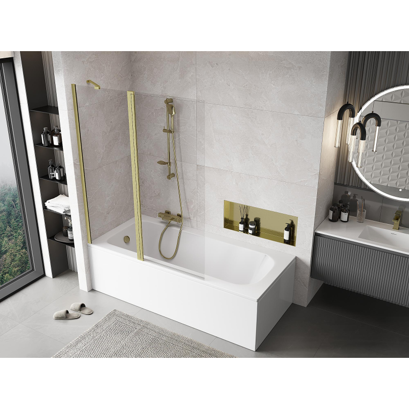Mexen Mist pare-douche à 2 volets 130 x 150 cm, transparent, or brossé - 8A9-130-011-55-00