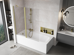 Mexen Mist paroi de douche 2 volets 140 x 150 cm, transparent, or brossé - 8A9-140-011-55-00